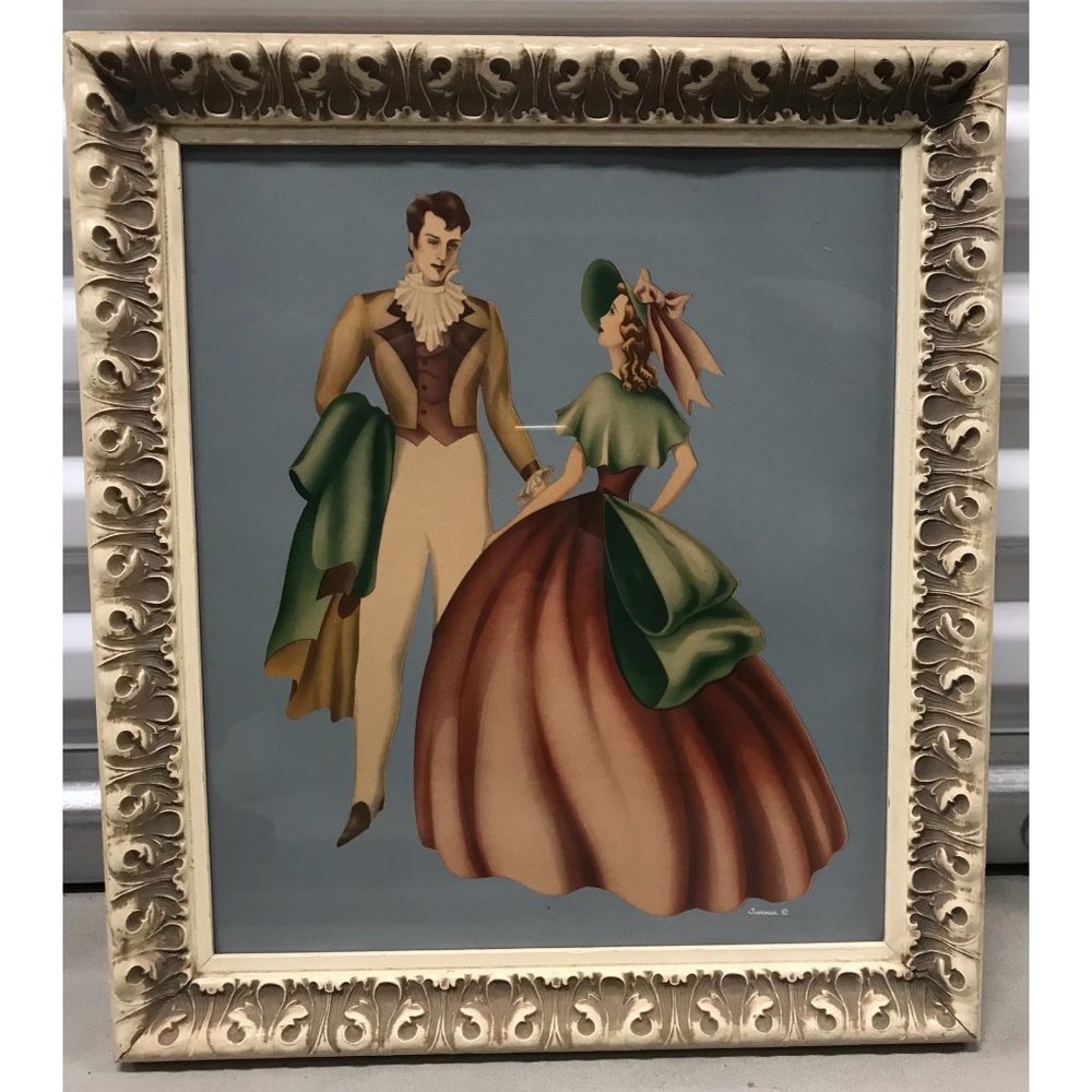 Vintage Mid-Century Turner Wall Art | Antebellum Victorian Couple | Shabby Chic